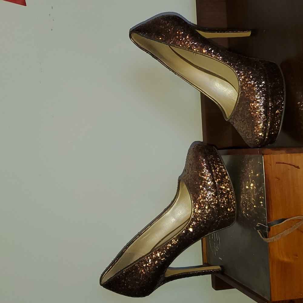 Nine West bronze glitter heels